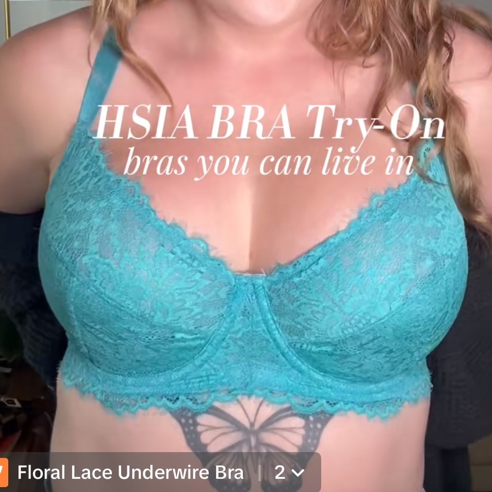 HSIA 34DD Women's Lace Bra - Teal
